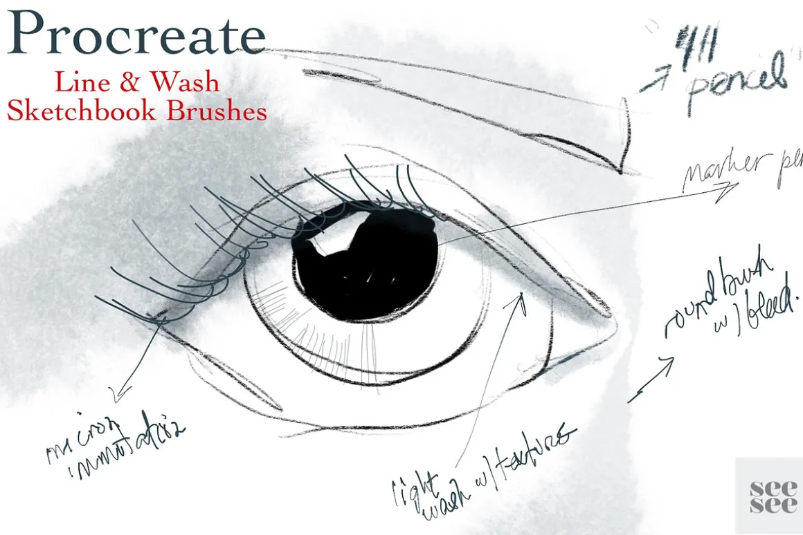 Procreate Line & Wash Brush Set
