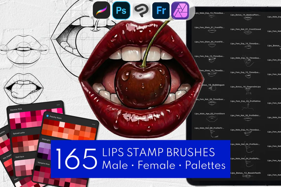 165 Procreate Lips Stamps