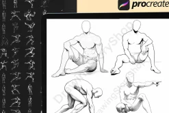 150 Procreate male body poses stamps