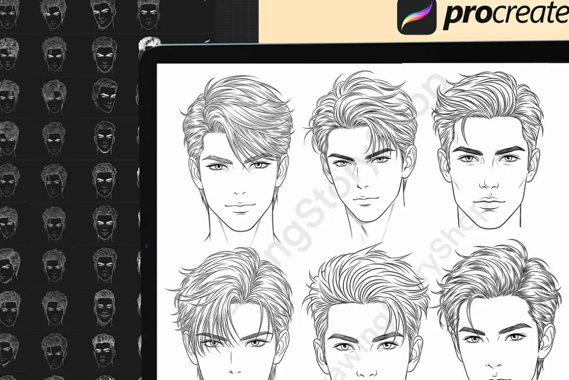 200 Procreate Male head stamp brush