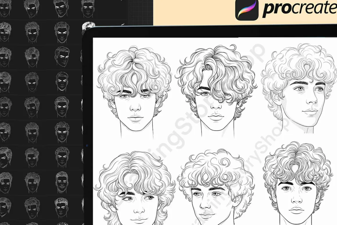 200 Procreate Male head stamp brush