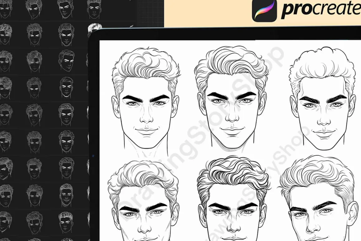 200 Procreate Male head stamp brush