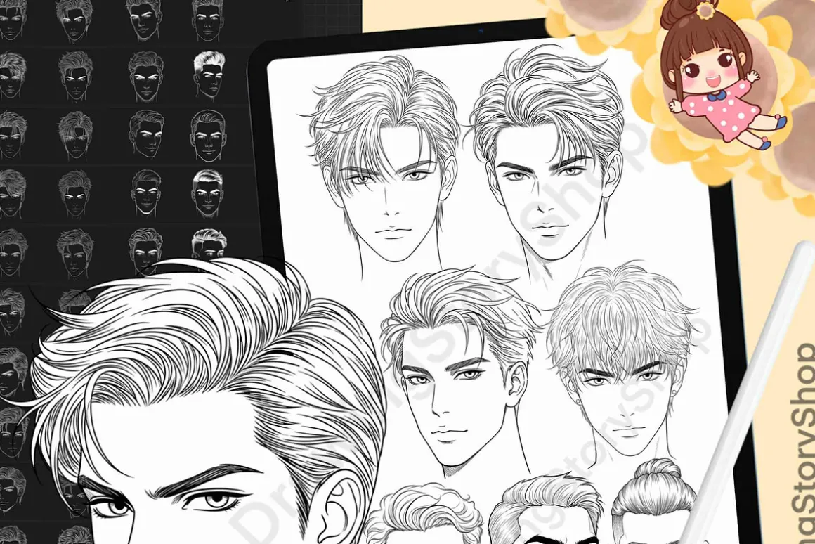 200 Procreate Male head stamp brush