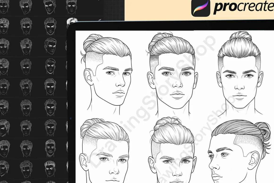 200 Procreate Male head stamp brush