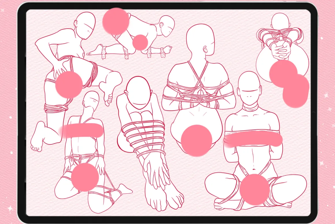 Procreate Shibari female pose brush