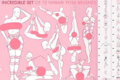Procreate Shibari female pose brush