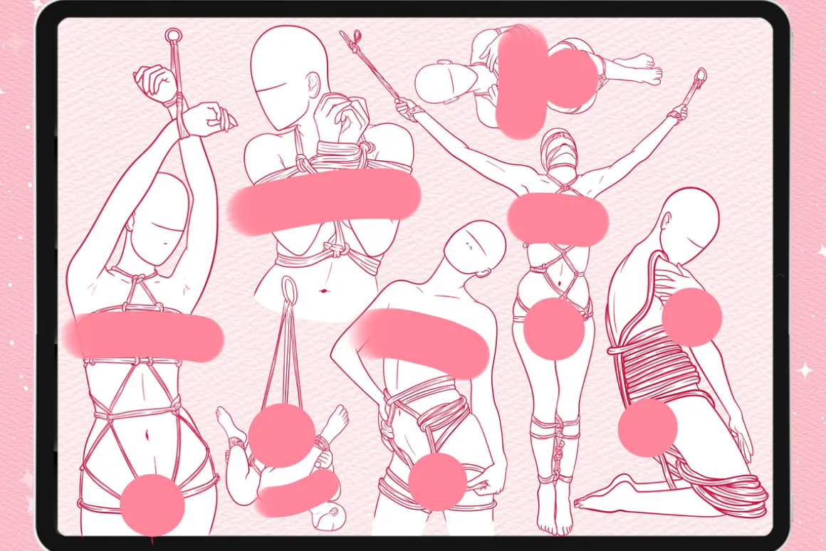 Procreate Shibari female pose brush