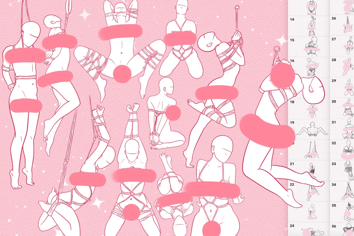 Procreate Shibari female pose brush