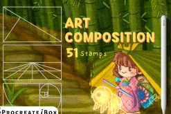 Procreate stamps Art composition