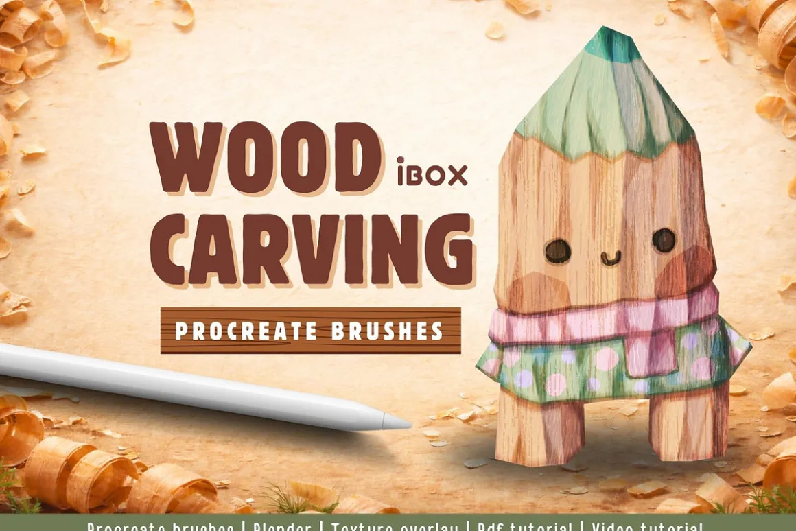 Procreate wood carving brushes
