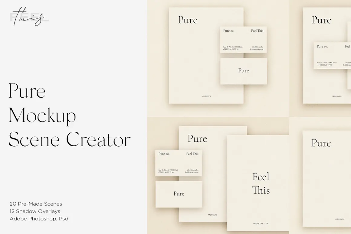 Pure Paper Mockup Scene Creator PSD