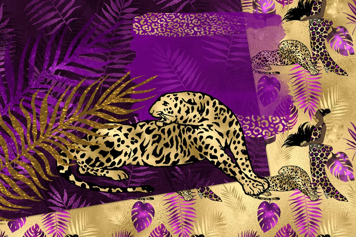 Purple and Gold Leopard