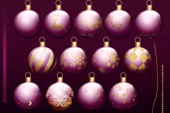 Purple christmas baubles - PNG files