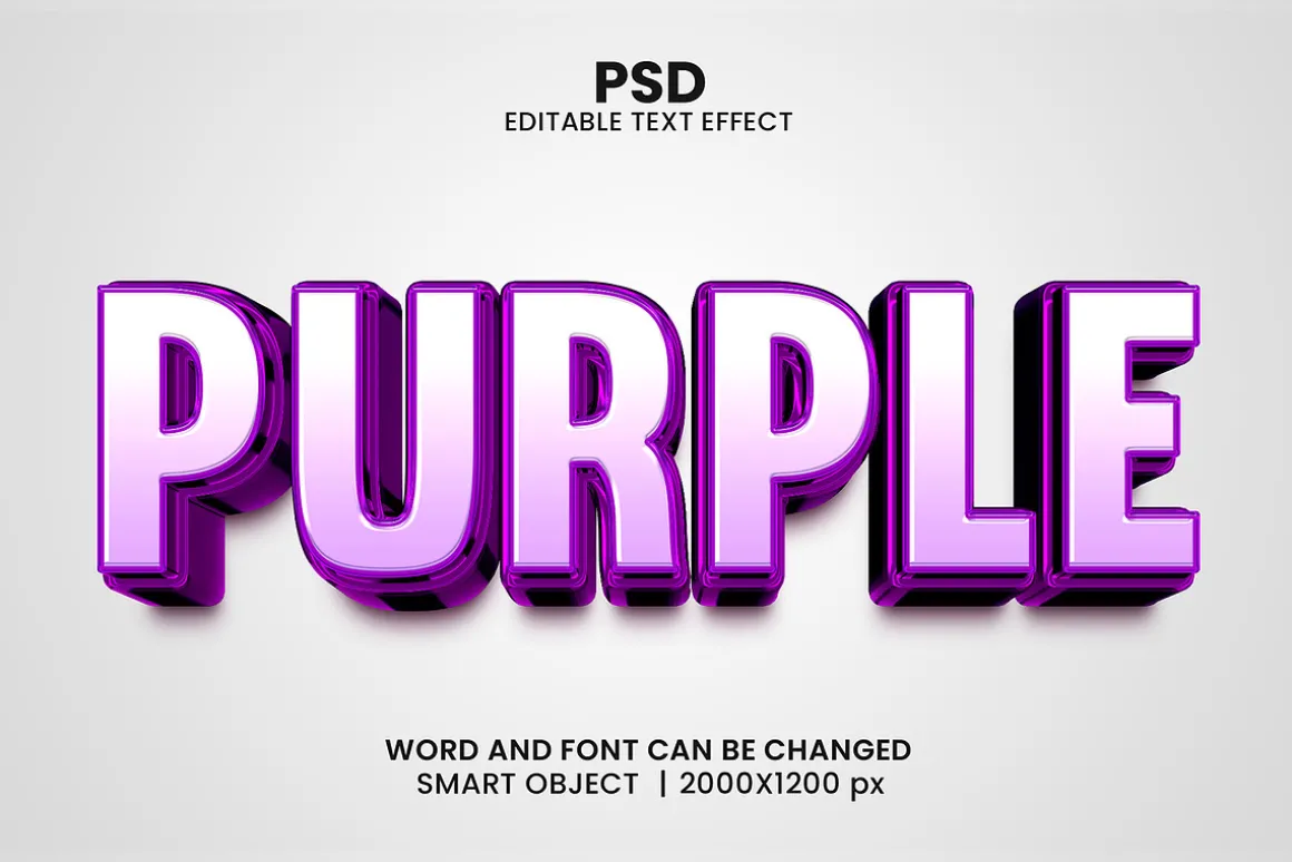 Purple 3d Editable Psd Text Effect