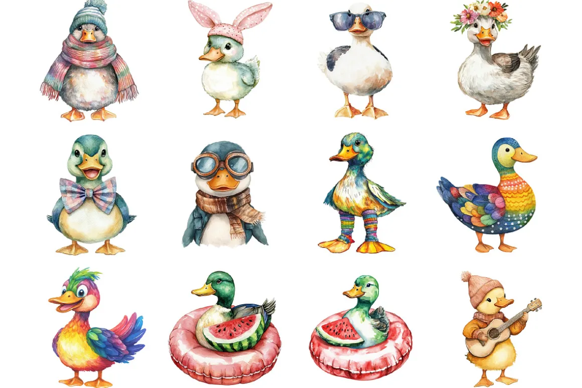 Quirky Duck Sublimation Clipart