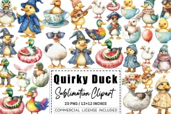 Quirky Duck Sublimation Clipart