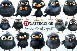 Quirky Funny Cartoon Bird Clipart