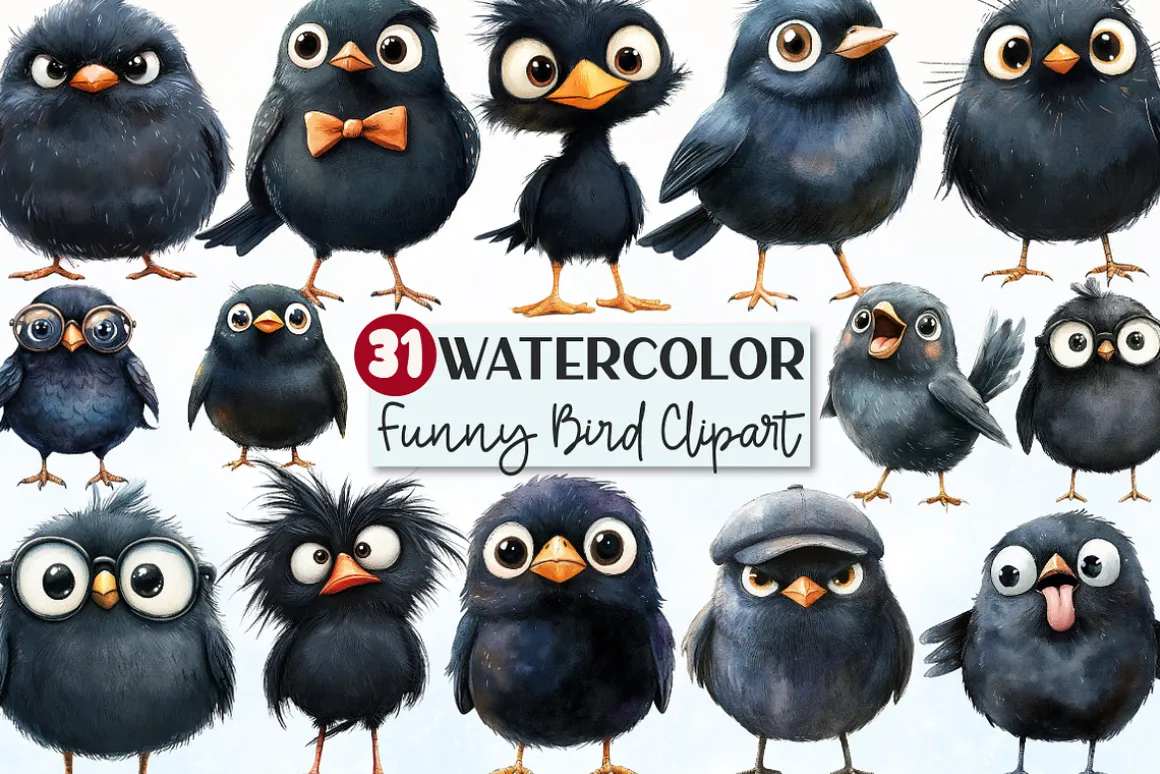 Quirky Funny Cartoon Bird Clipart