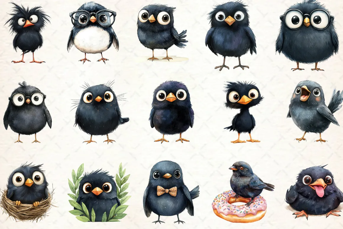 Quirky Funny Cartoon Bird Clipart