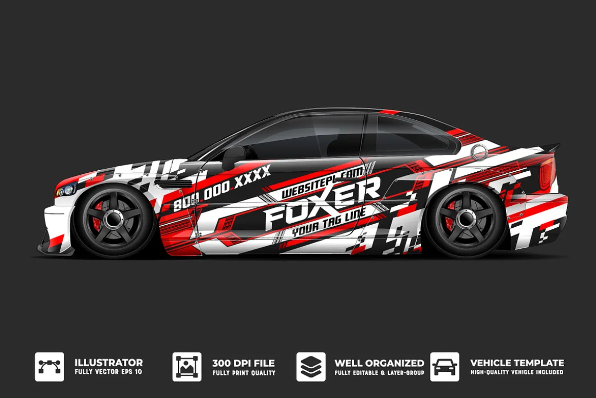 Racing car decal wrap vector designs