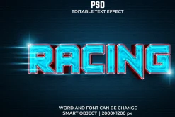 Racing 3d Editable Psd Text Effect