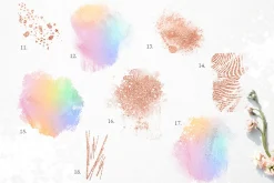 Rainbow & rose gold PNG elements