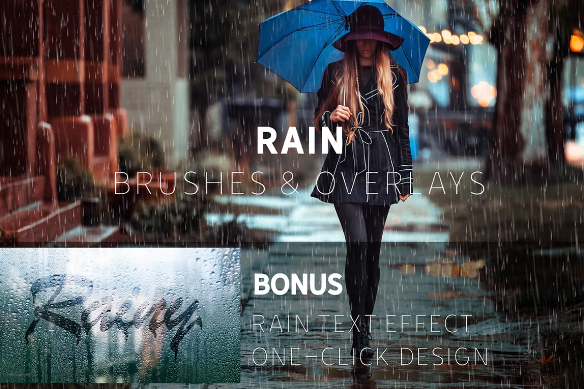 Rain Effect TEXT & Overlays & Brush