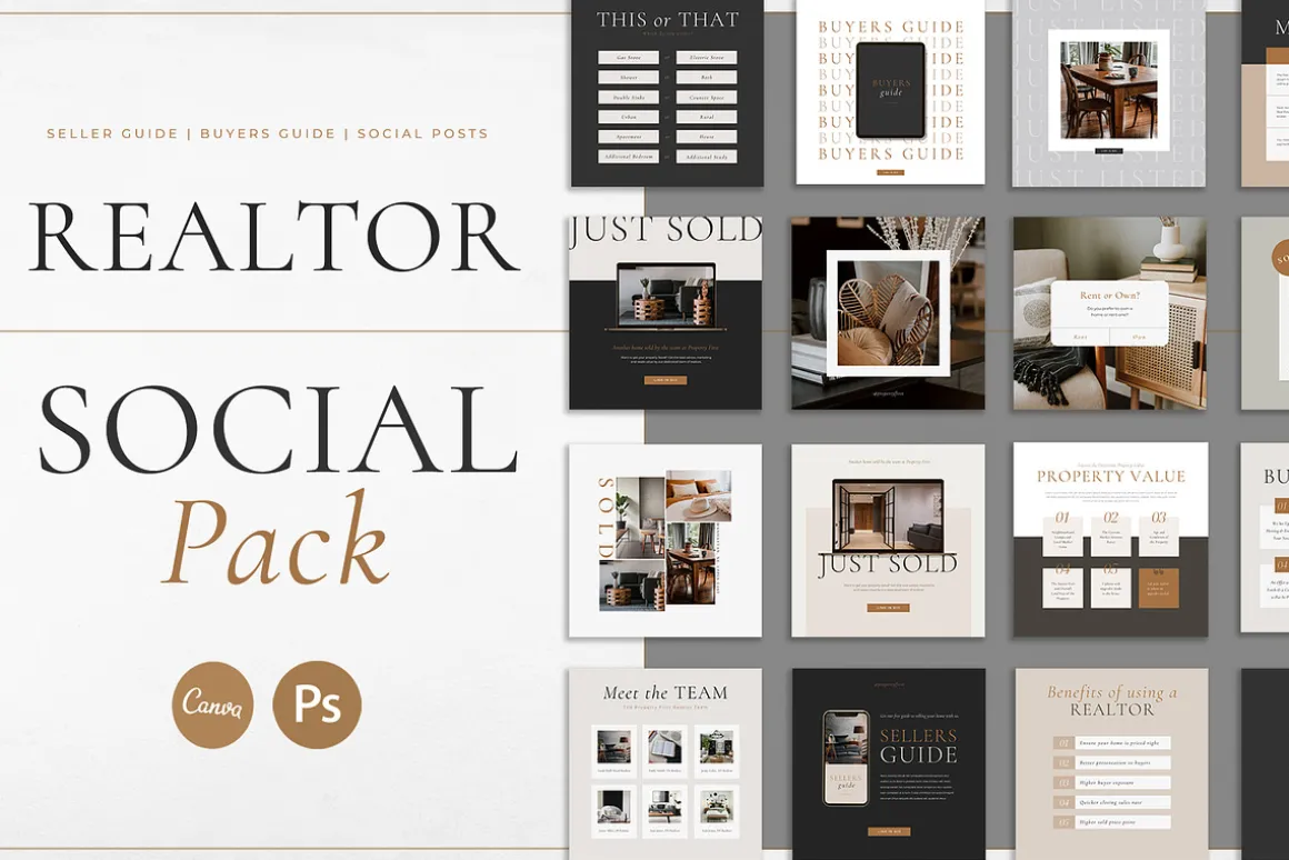Real Estate Social Pack | Canva | PS