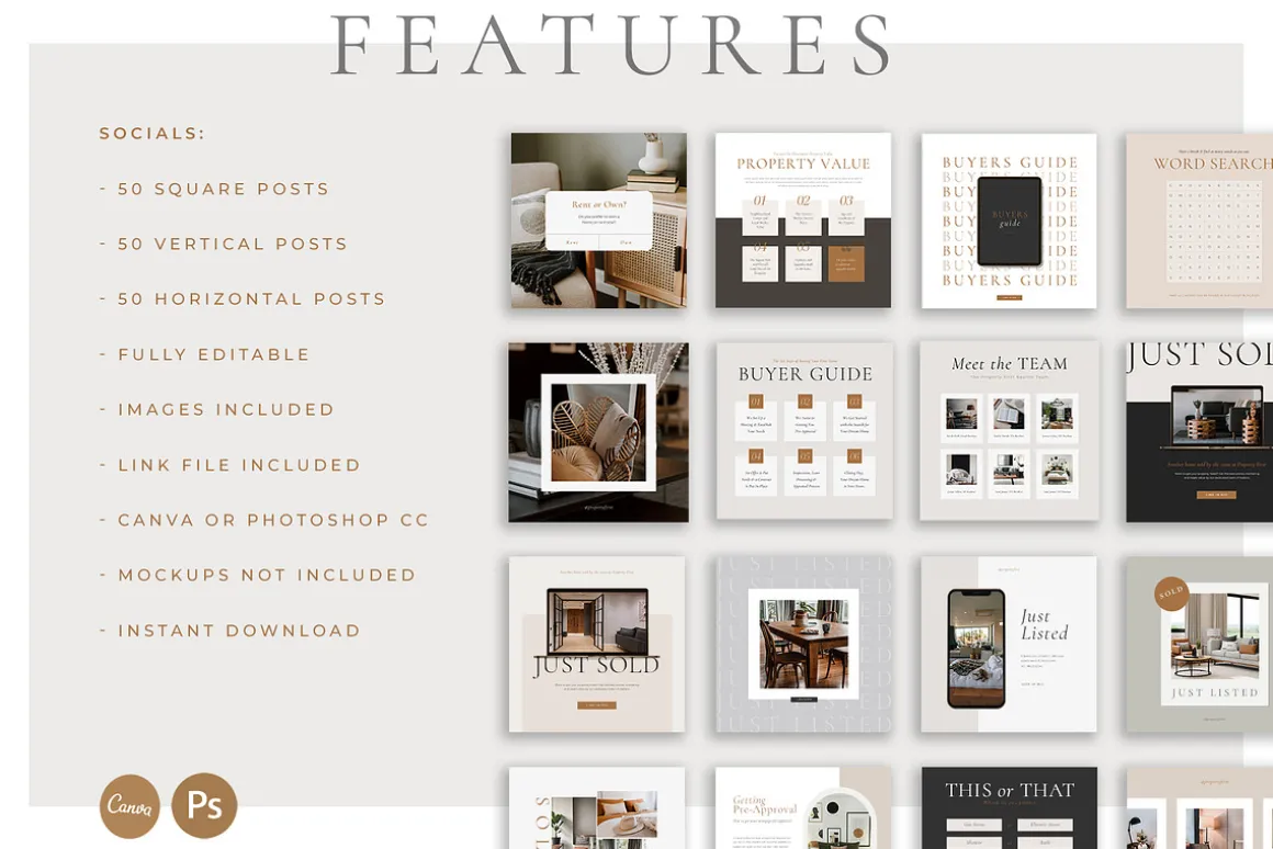 Real Estate Social Pack | Canva | PS