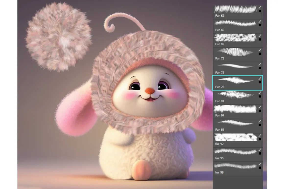 Realistic Fur Brushes for photoshop