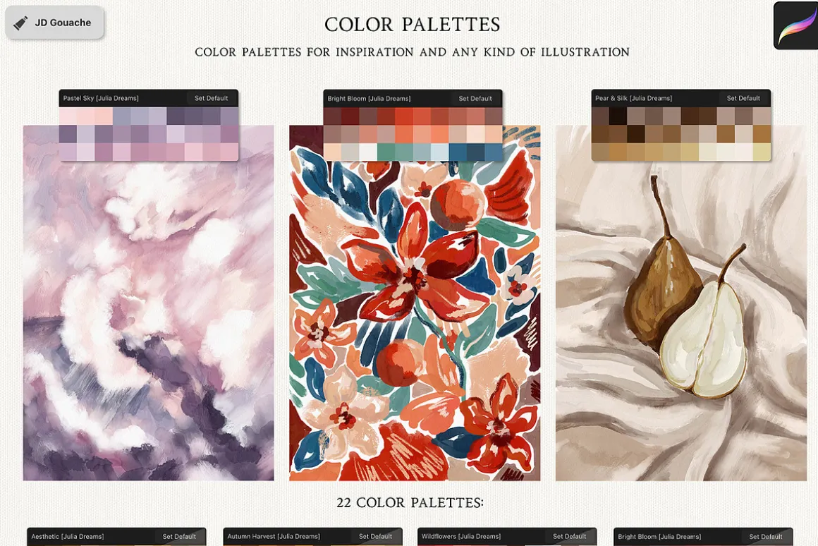 Realistic Gouache Procreate Brushes