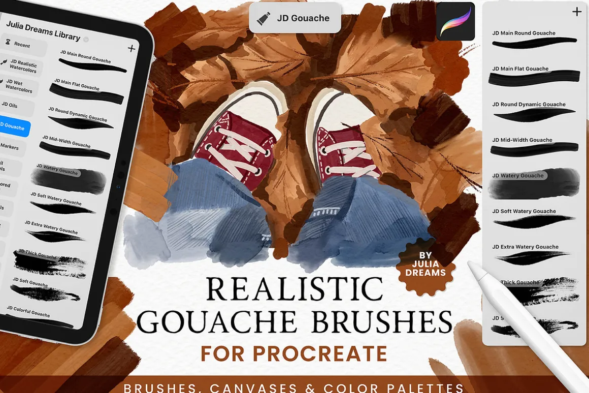 Realistic Gouache Procreate Brushes