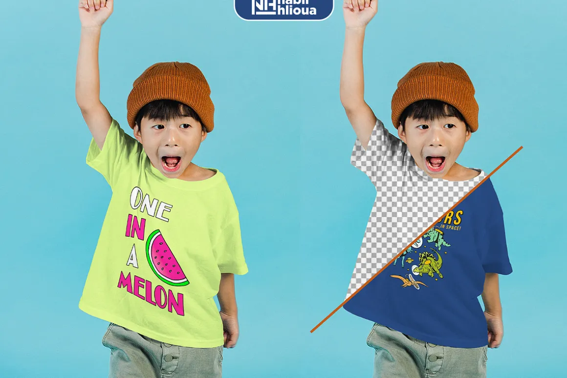 realistic kids t-shirt mockup PSD