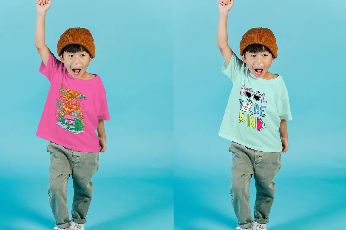 realistic kids t-shirt mockup PSD