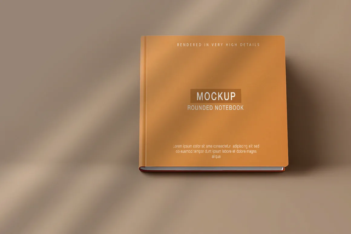 Realistic rounded book mockup design