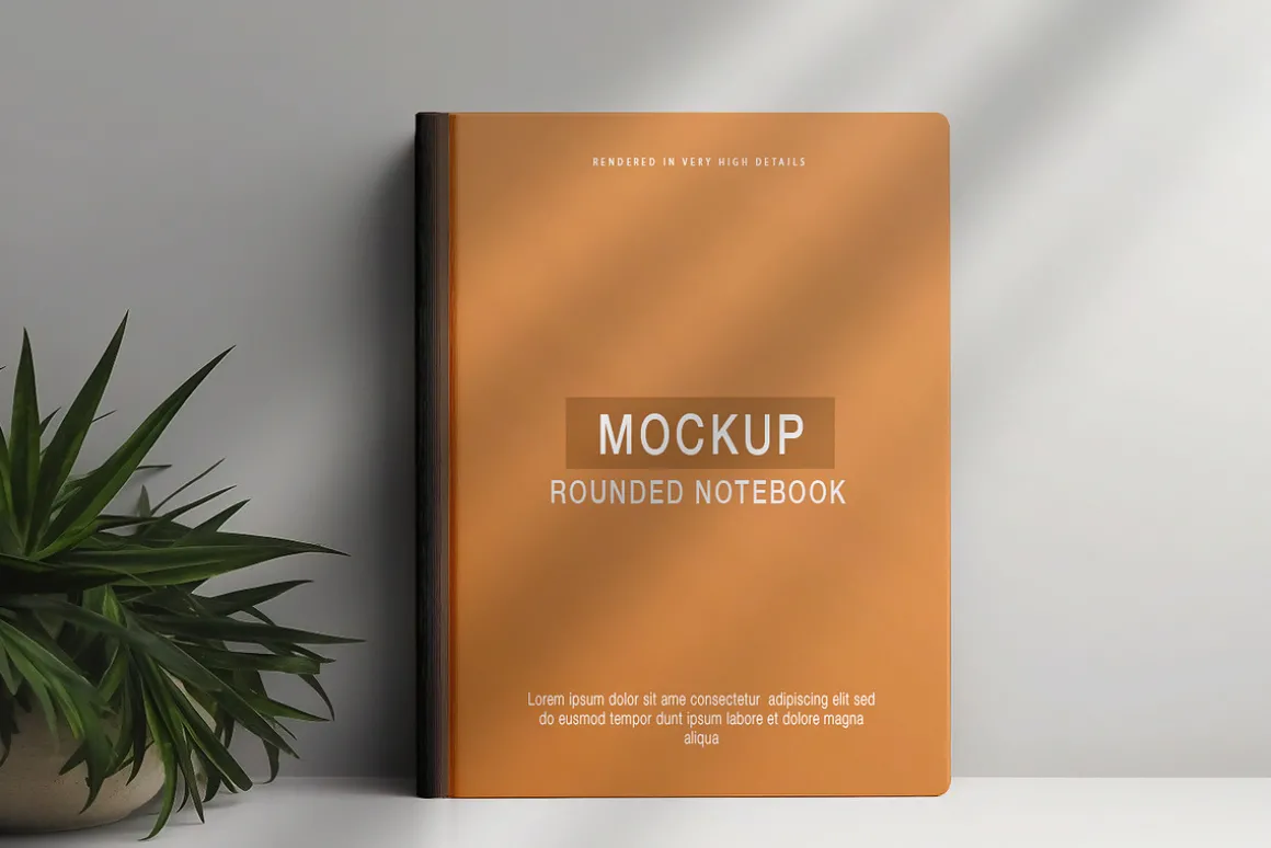 Realistic rounded book mockup design