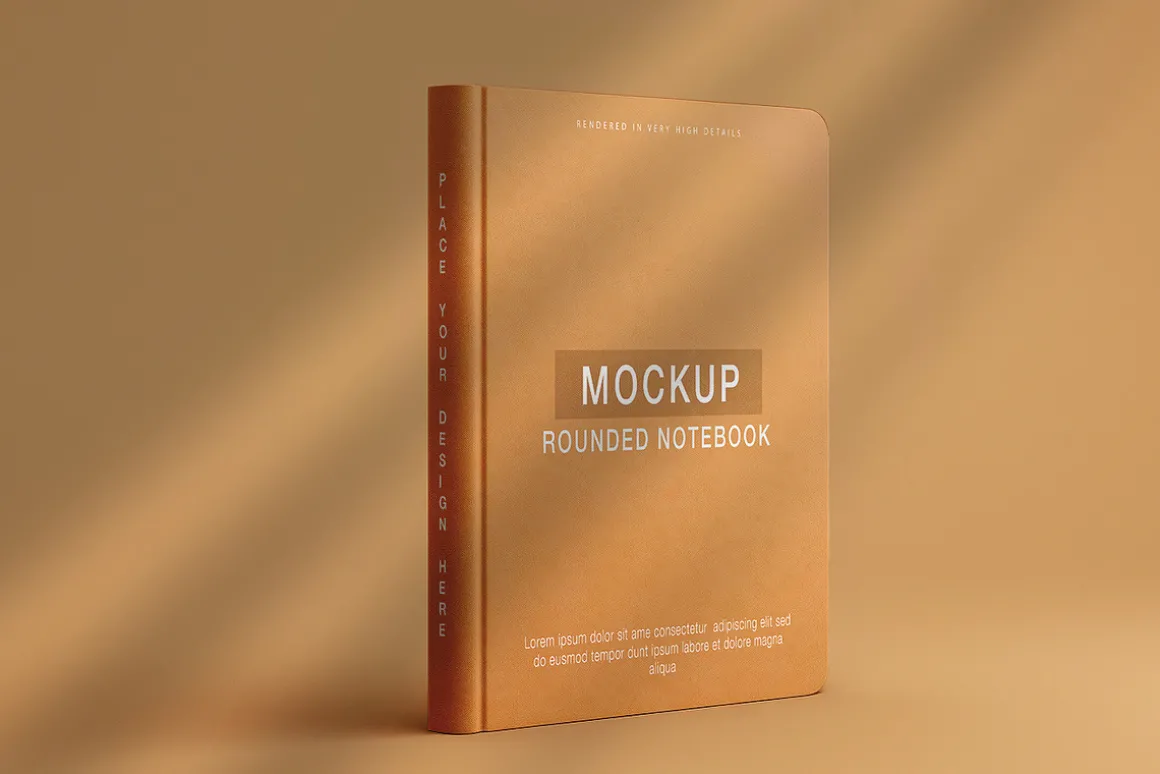 Realistic rounded book mockup design