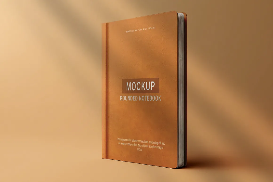 Realistic rounded book mockup design
