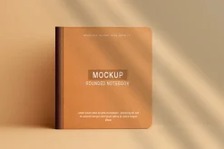 Realistic rounded book mockup design
