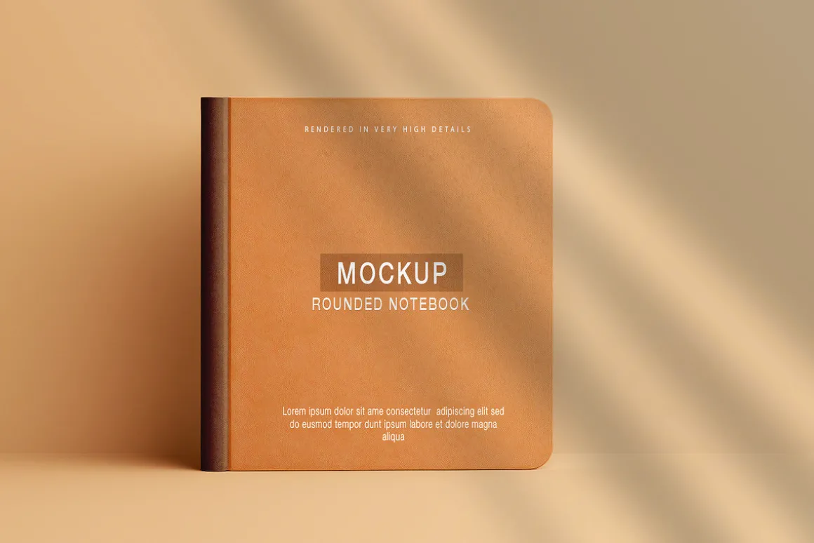 Realistic rounded book mockup design