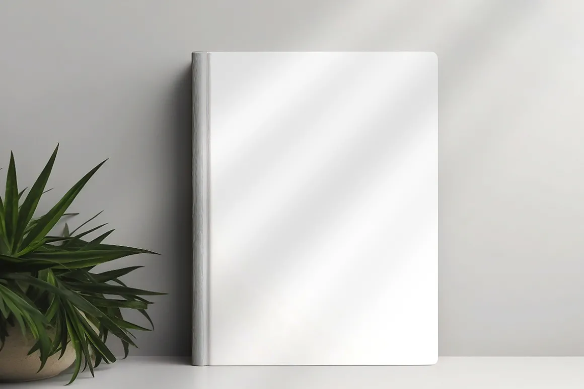 Realistic rounded book mockup design