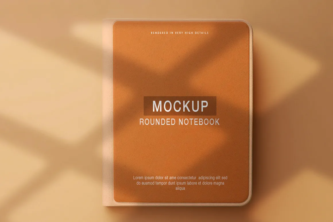 Realistic rounded book mockup design