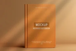 Realistic rounded book mockup design