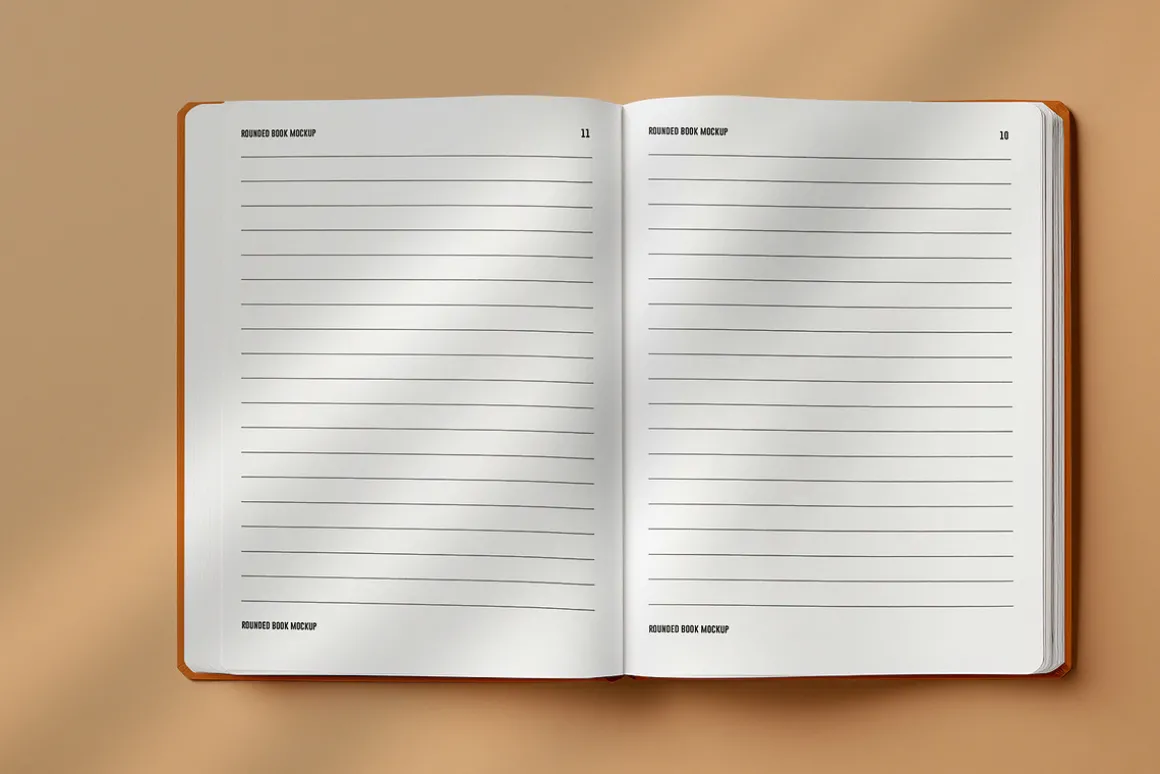 Realistic rounded book mockup design