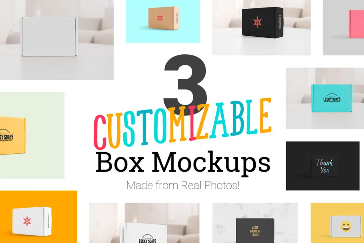 3 Real Photo Product Box Mockups