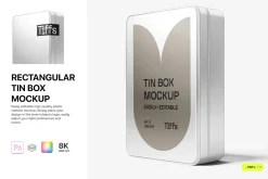 Rectangle Tin Box Packaging Mockup