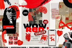 Red collage Cut out Mixed media set