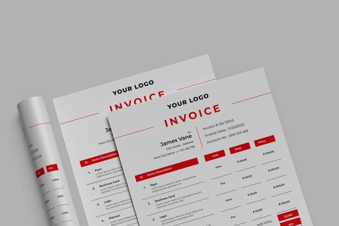 Red Invoice Template