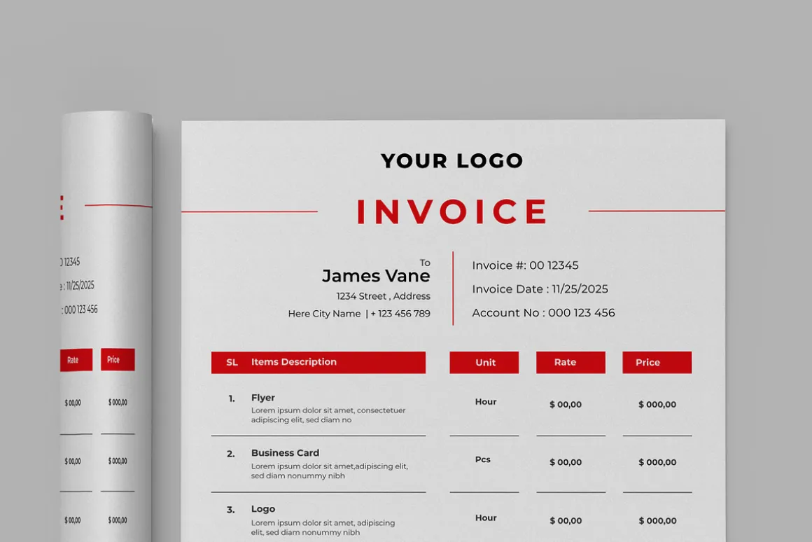 Red Invoice Template