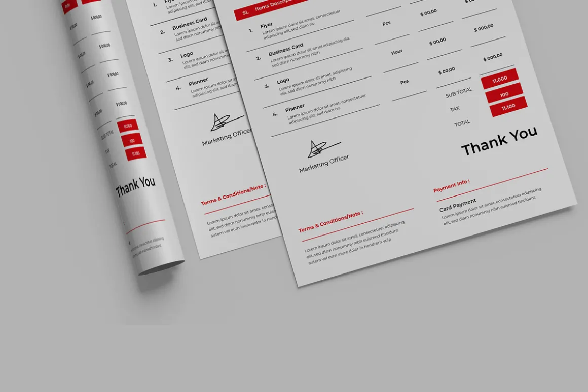 Red Invoice Template